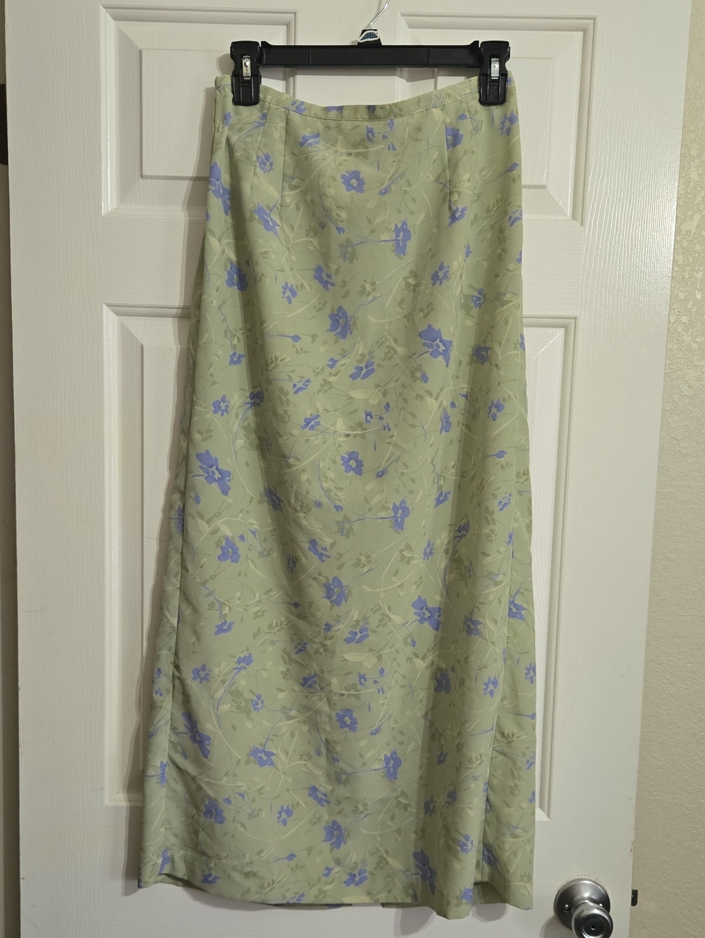 Norton McNaughton Light Sage Maxi Skirt with Lilac Floral Print